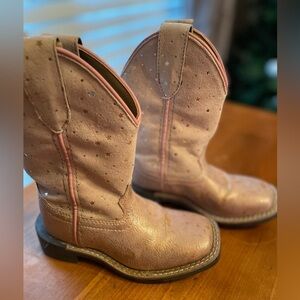 Charming Pink Star Kids Cowboy Boots